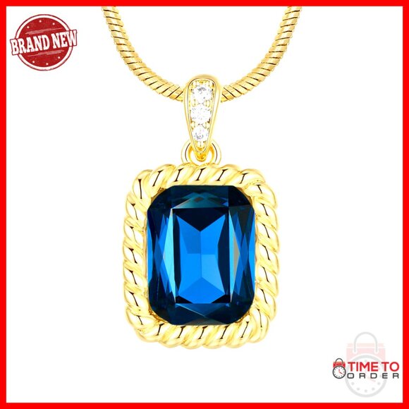 18K Gold Plated Dainty Square Crystal Birthstone Necklace Elegant Minimal